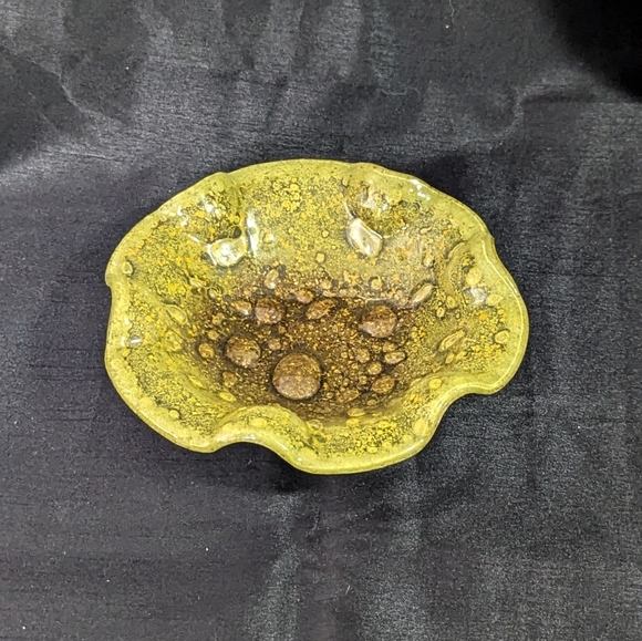 Rare hand blown yellow glass bowl, vintage - Picture 2 of 4